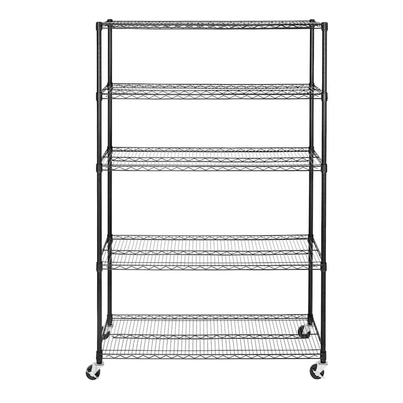 UltraDurable 5Tier Adjustable Steel Wire Shelving with Wheels, 48" W x